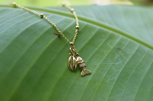 Cowrie & Koi Pendant